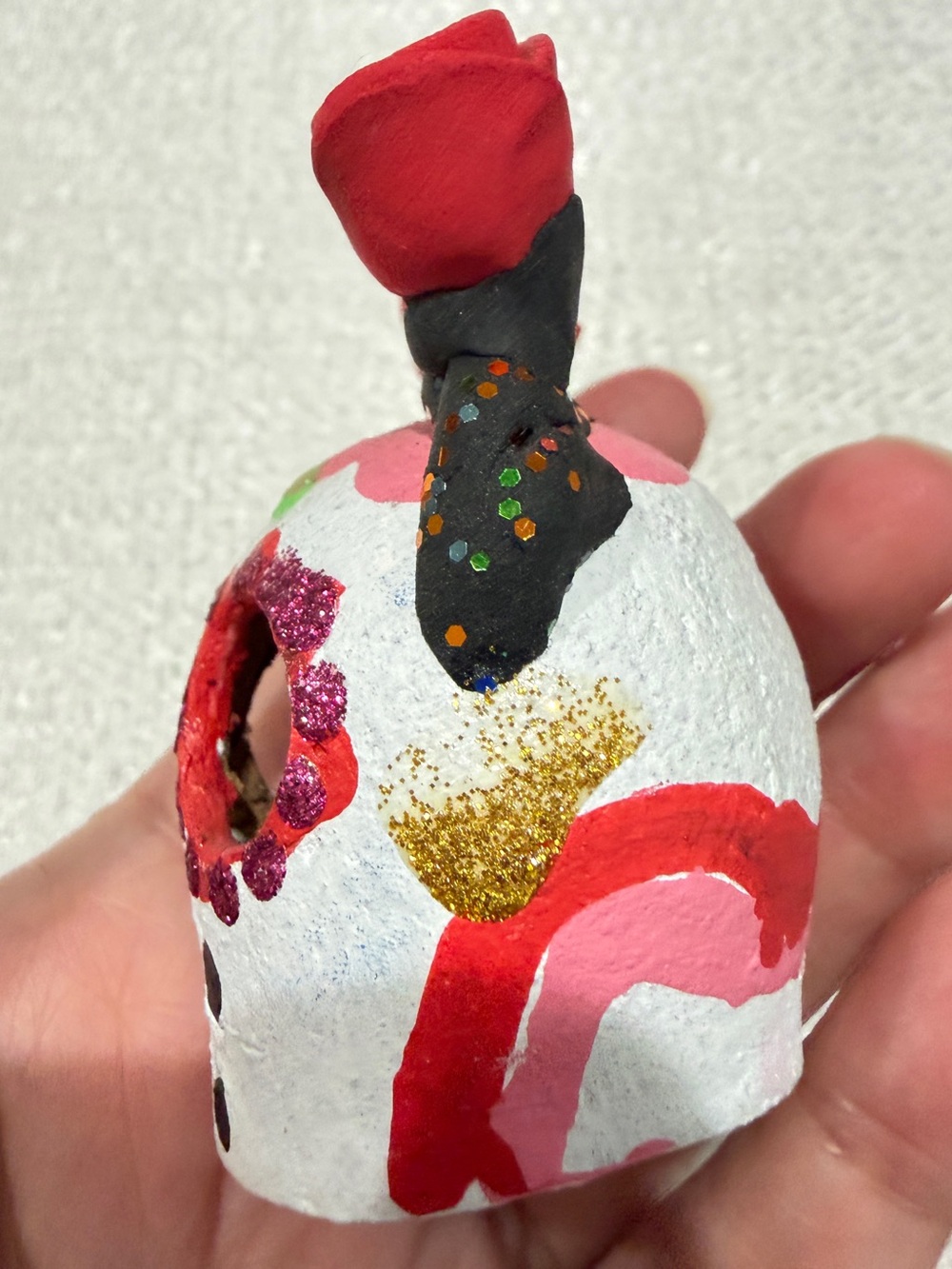 Handpainted Day of the Dead Sugar Skull with Red Rose Crown Mexico Decor - Picture 6 of 9